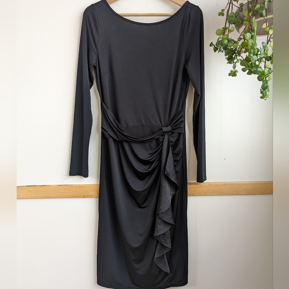 4/$40 NWT Ilse Jacobsen | LBD Silky Long Sleeve Stretch Jersey Black Dress Small